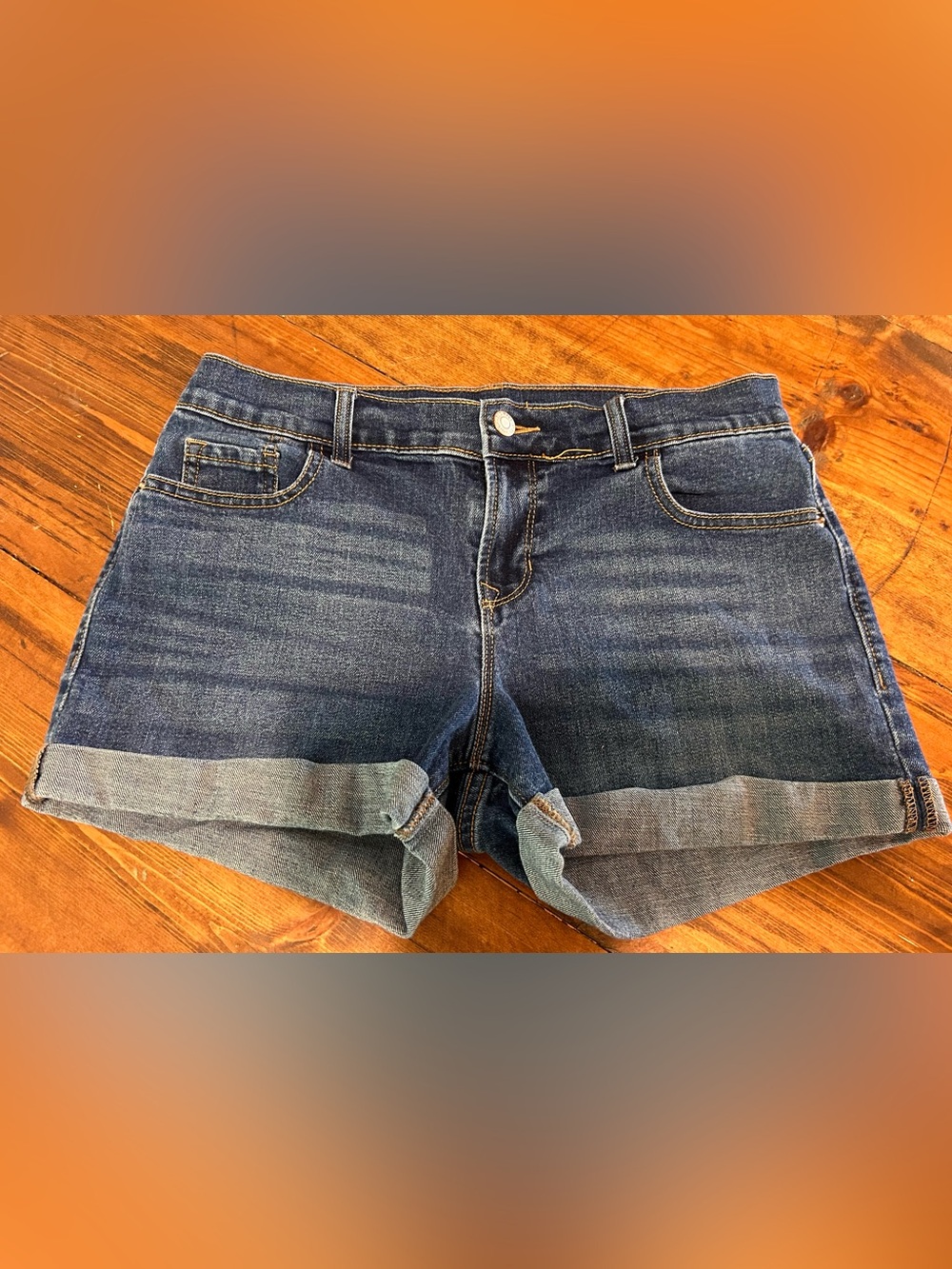 Old Navy Women's Dark Indigo Cuffed Boyfriend Jeans Shorts